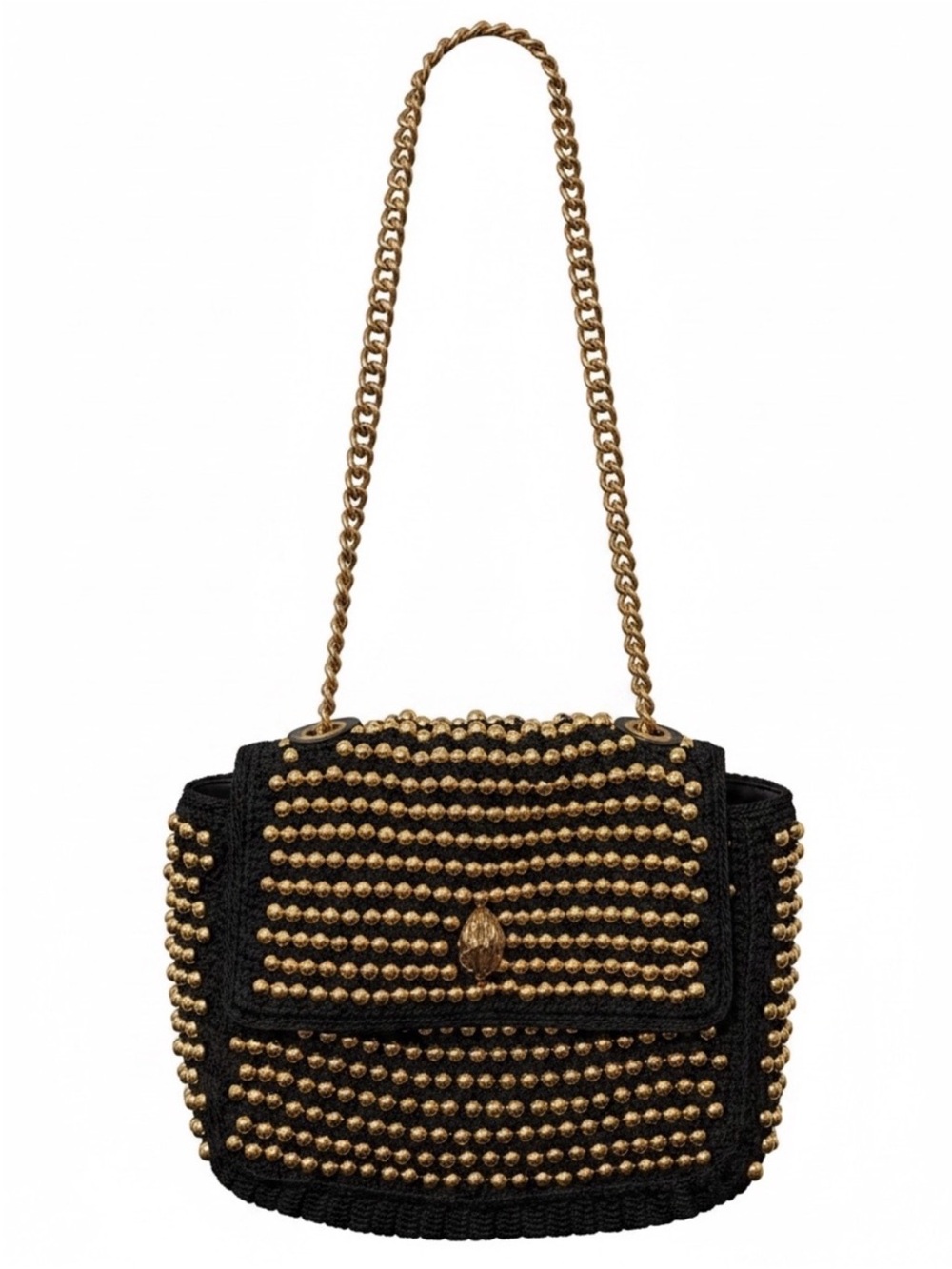 Kurt Geiger London Kensington Shoulder Bag - crochet/woven w/gold tone beads